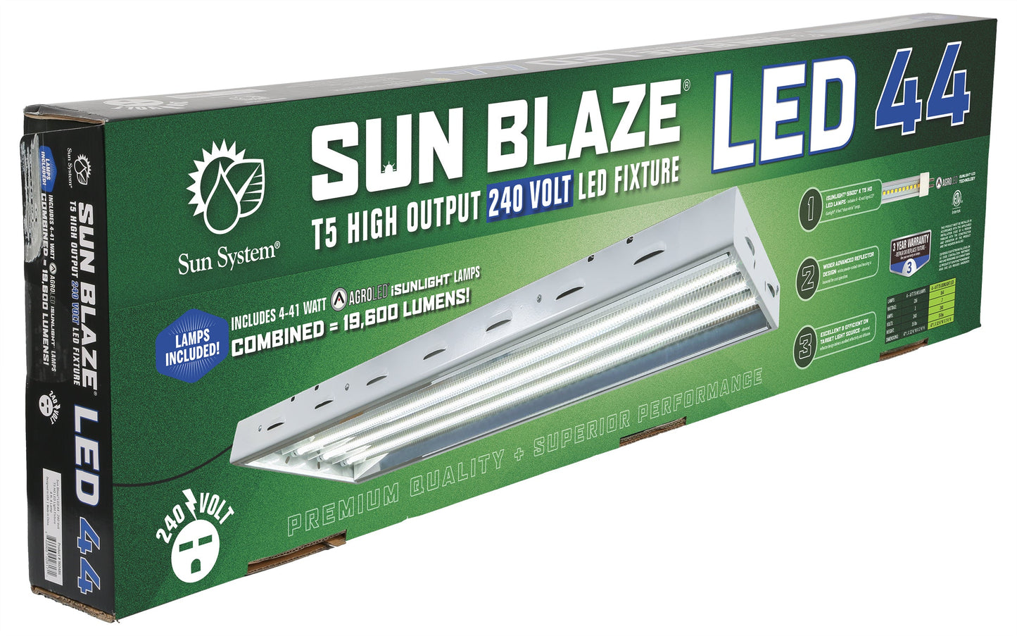 240 Volt Sun Blaze T5 LED 44 - 4 ft 4 Lamp  (16/Plt)